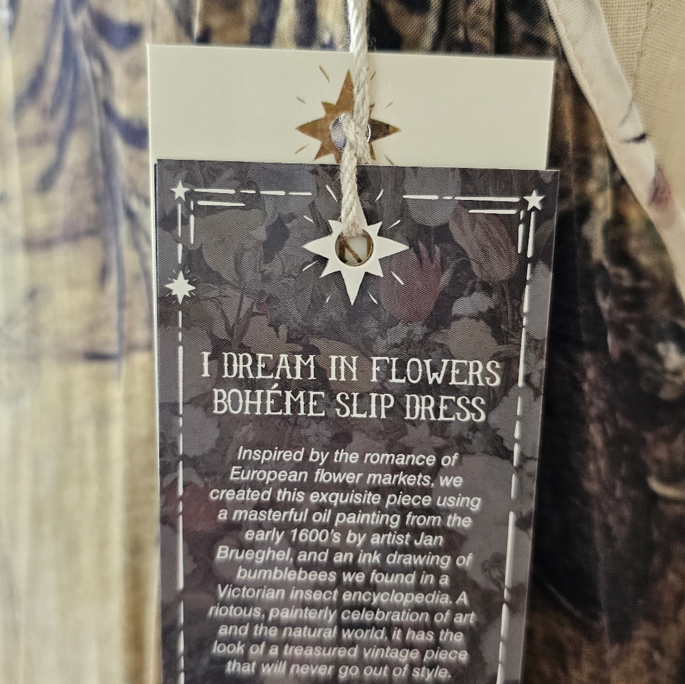 Market of Stars I Dream in Flowers Bohéme Slip Dress and Scarf Size S/M - Picture 15 of 16
